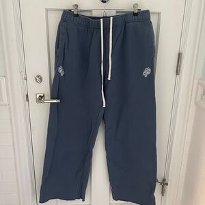 Darc Sport SHE Blue Dual Wolf Wide Leg Draw String Sweatpants Joggers Large